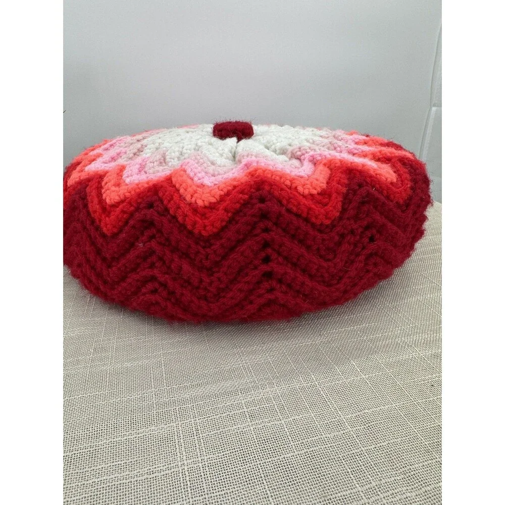 Crochet Granny Throw Pillow Vintage 13